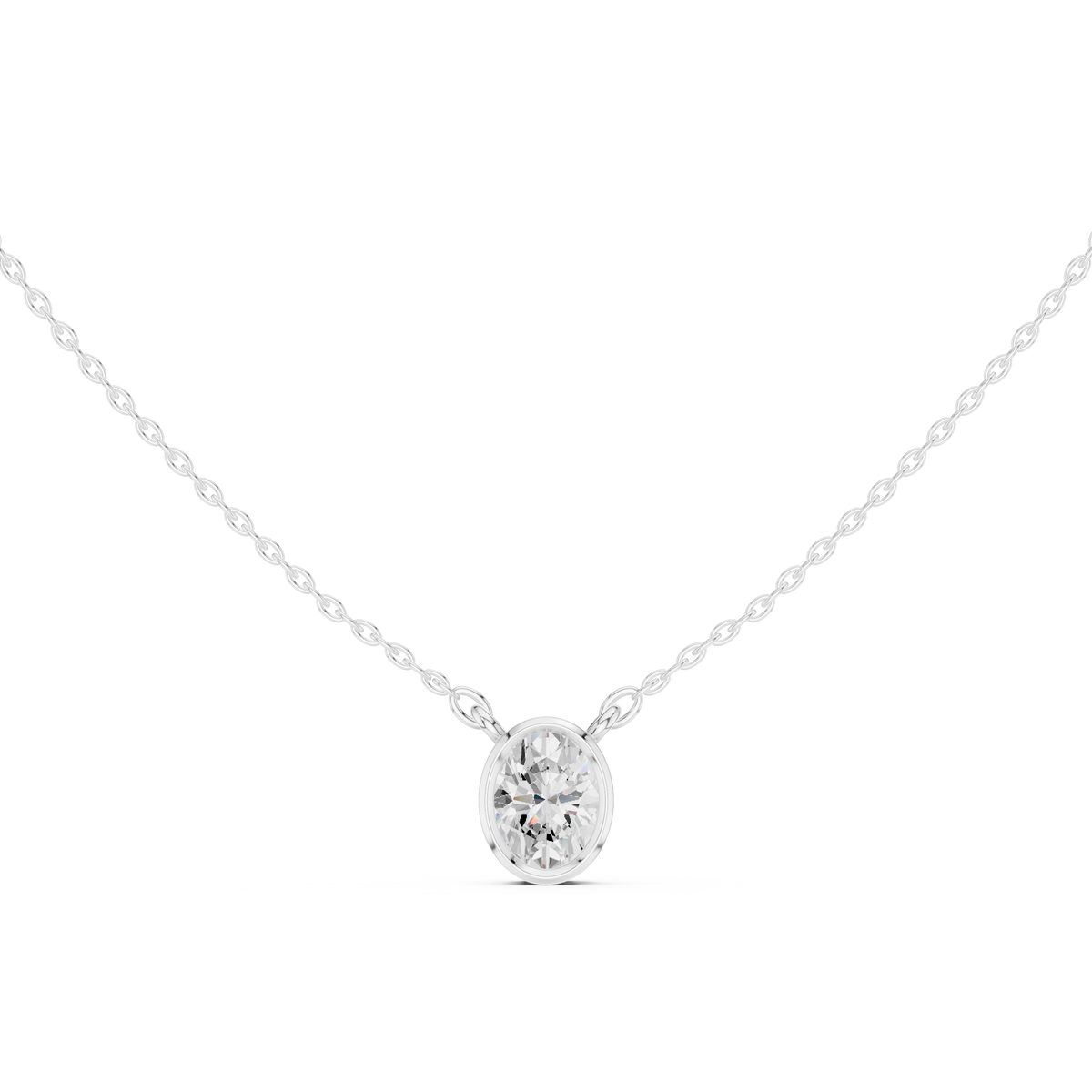 bezel oval diamond pendant necklace