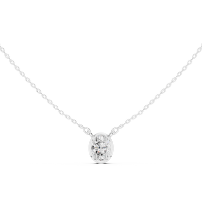 Bezel Oval Diamond Pendant Necklace