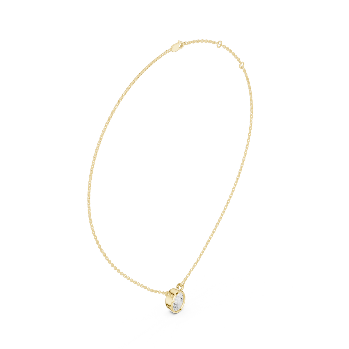 bezel oval diamond pendant necklace