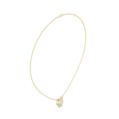 Bezel Oval Diamond Pendant Necklace