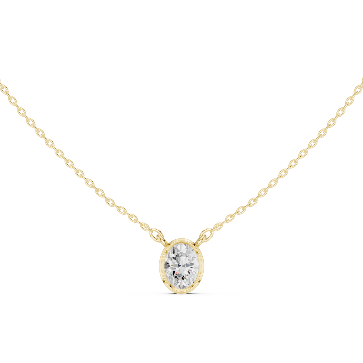 bezel oval diamond pendant necklace