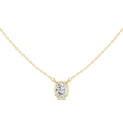 Bezel Oval Diamond Pendant Necklace