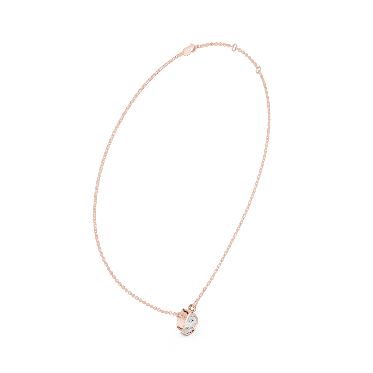 bezel pear diamond pendant necklace