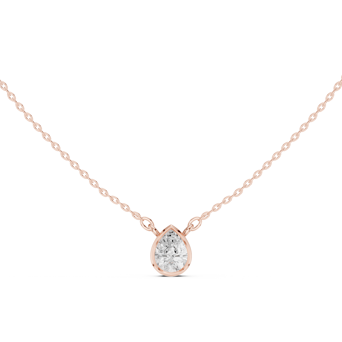 bezel pear diamond pendant necklace