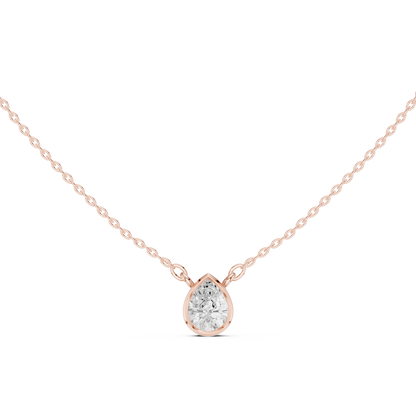 Bezel Pear Diamond Pendant Necklace