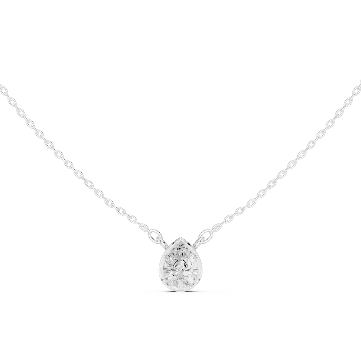 bezel pear diamond pendant necklace