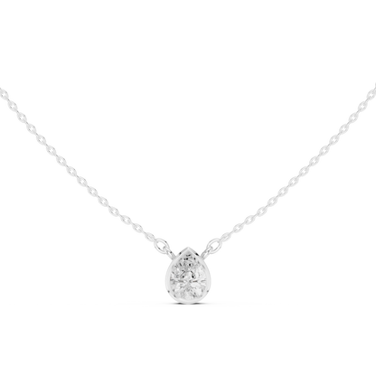 Bezel Pear Diamond Pendant Necklace