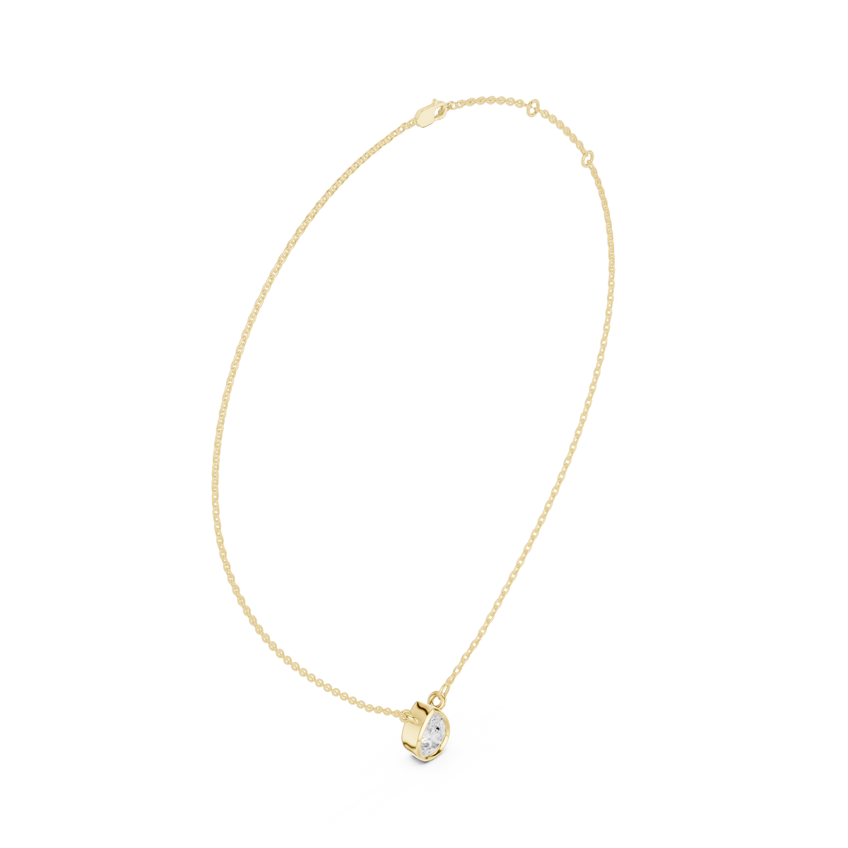 bezel pear diamond pendant necklace