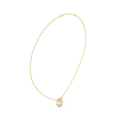 Bezel Pear Diamond Pendant Necklace