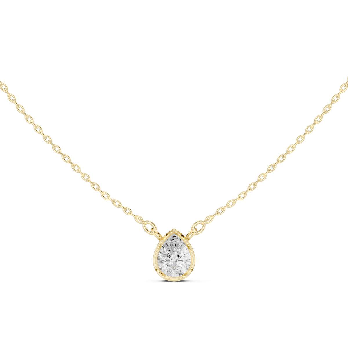 bezel pear diamond pendant necklace