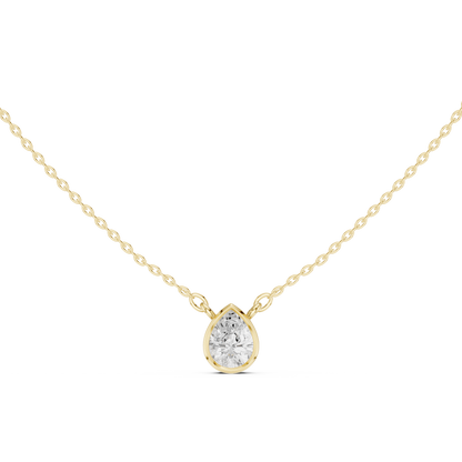 Bezel Pear Diamond Pendant Necklace