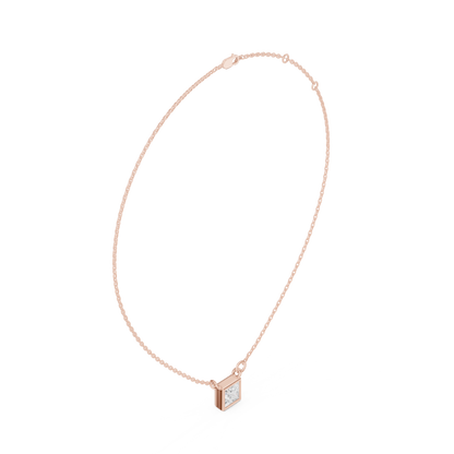 Bezel Princess Diamond Pendant Necklace