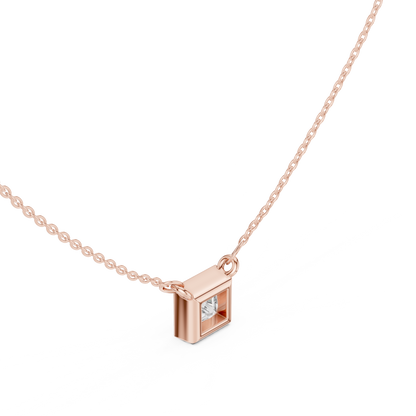 Bezel Princess Diamond Pendant Necklace