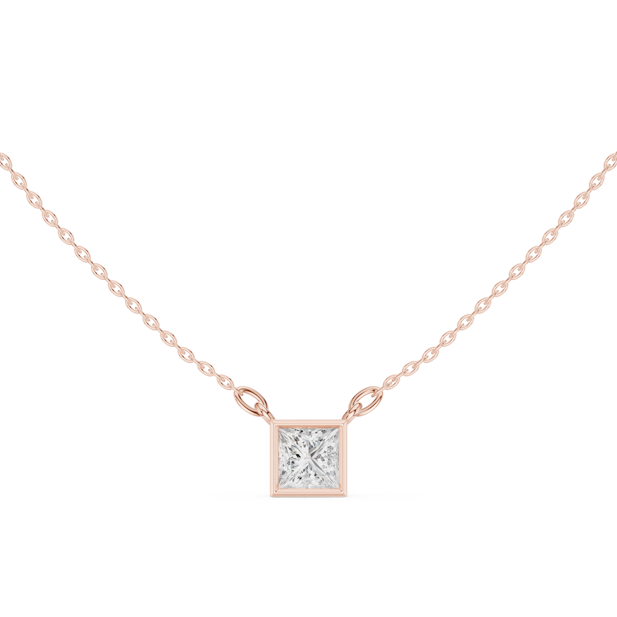 bezel princess diamond pendant necklace