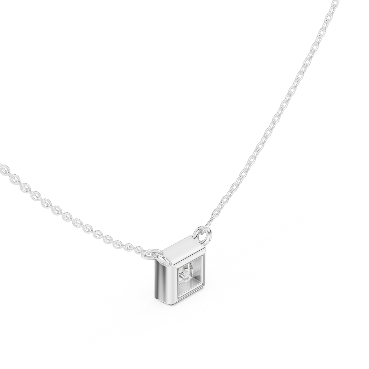 bezel princess diamond pendant necklace