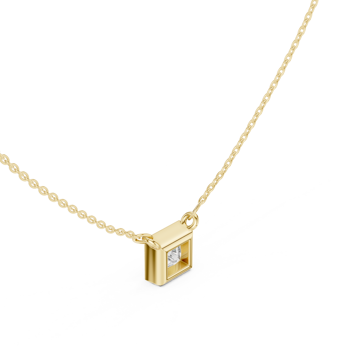 bezel princess diamond pendant necklace