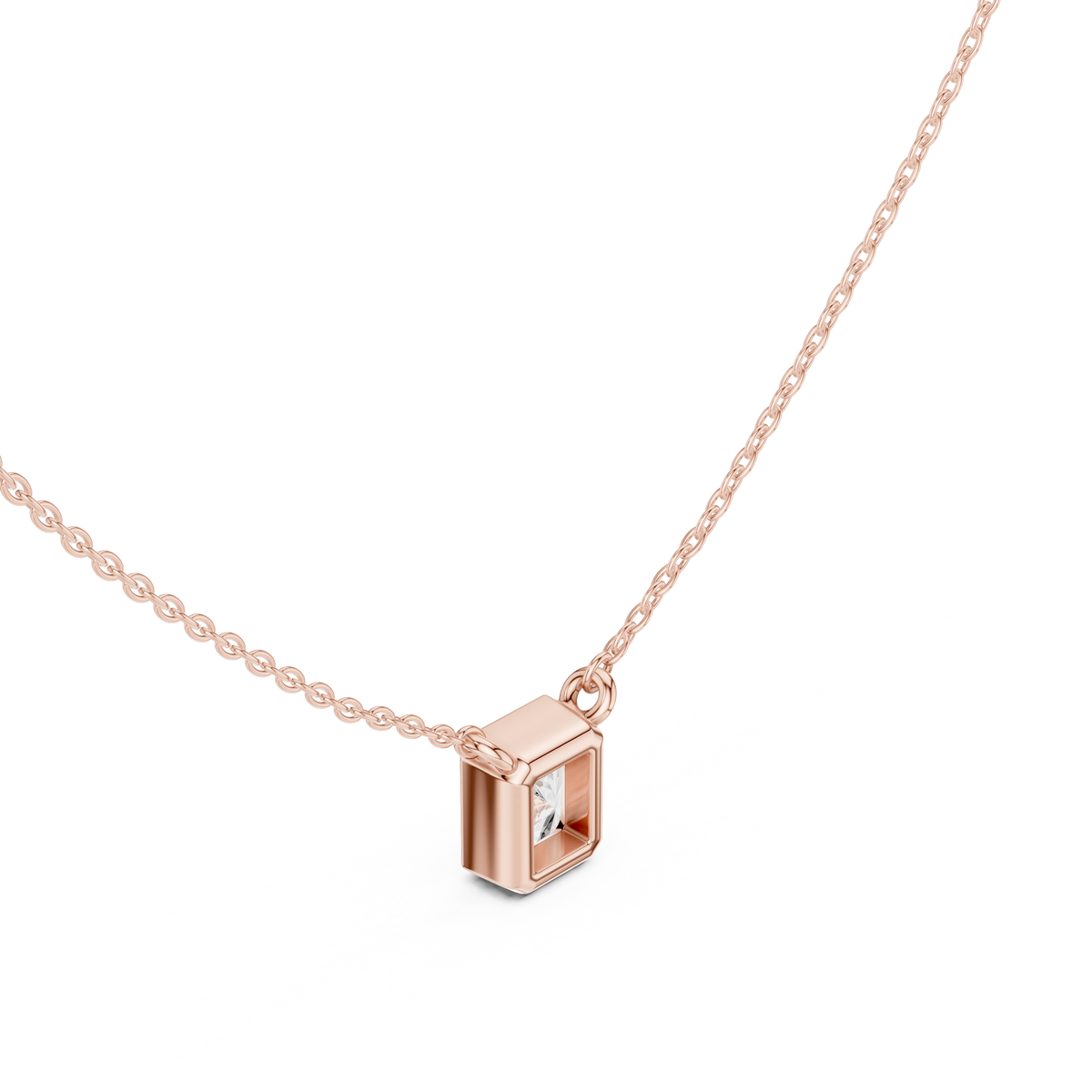 bezel radiant diamond pendant necklace