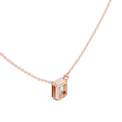 Bezel Radiant Diamond Pendant Necklace