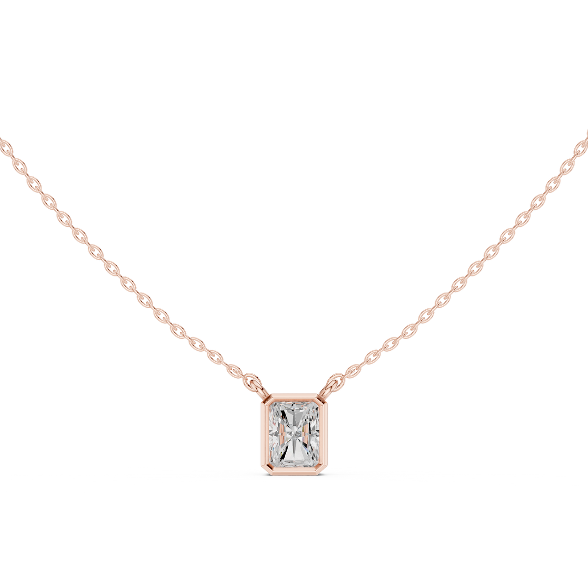 bezel radiant diamond pendant necklace