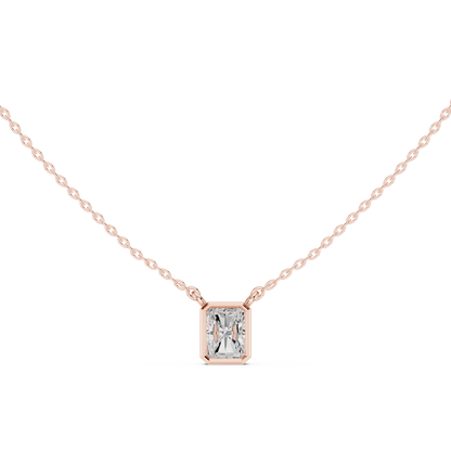 Bezel Radiant Diamond Pendant Necklace