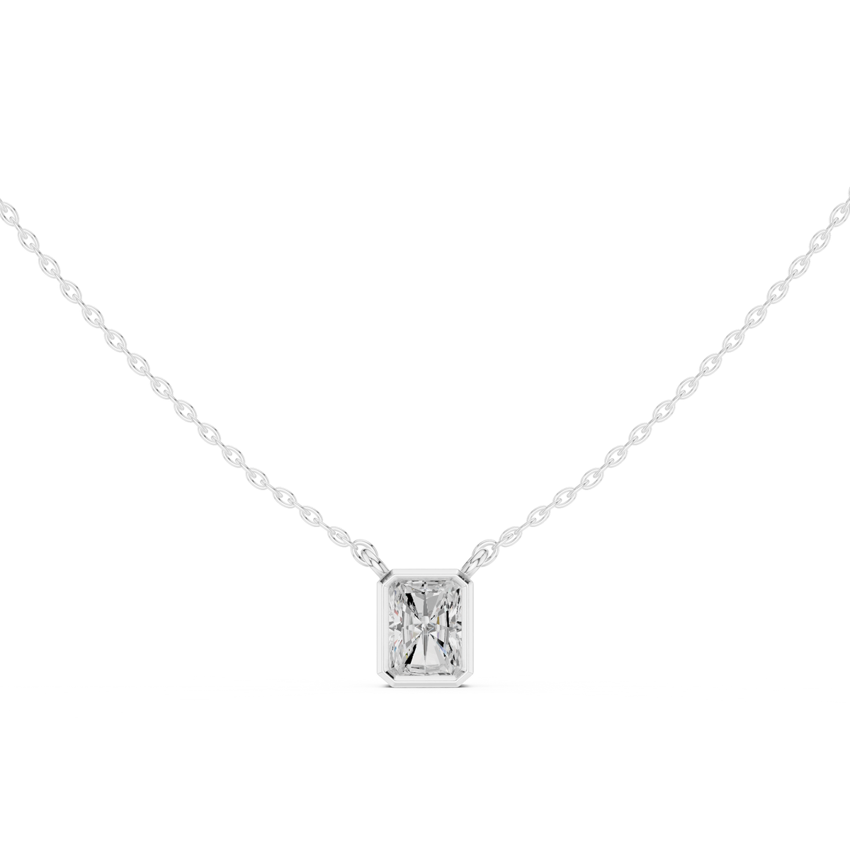 bezel radiant diamond pendant necklace
