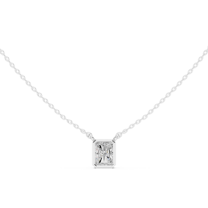 Bezel Radiant Diamond Pendant Necklace