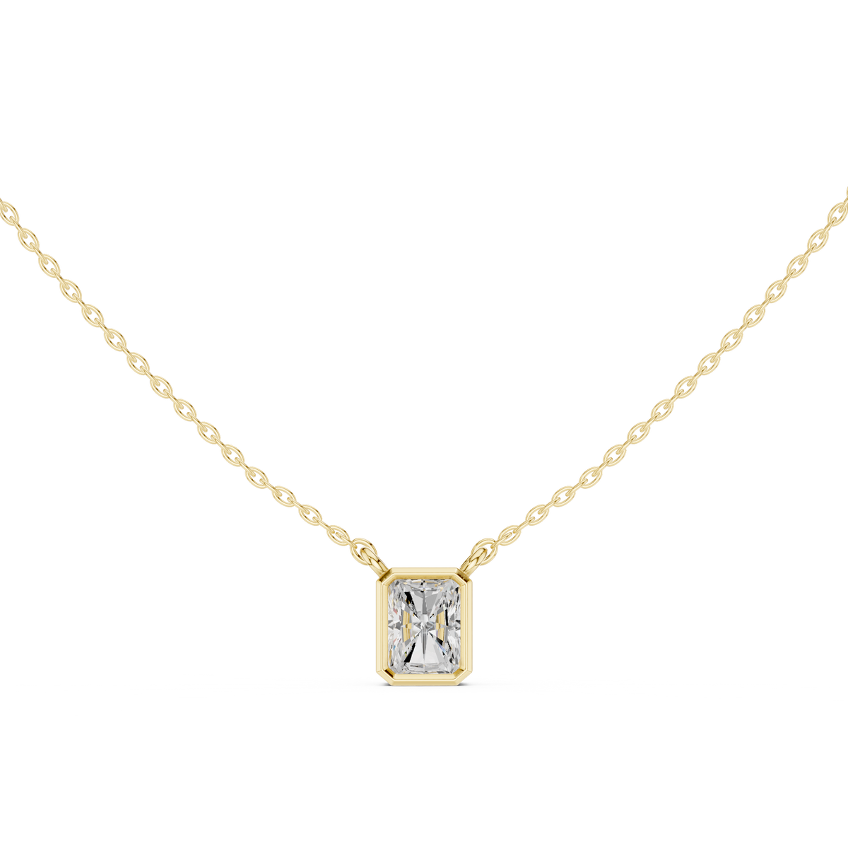 bezel radiant diamond pendant necklace