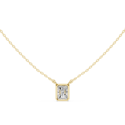 Bezel Radiant Diamond Pendant Necklace
