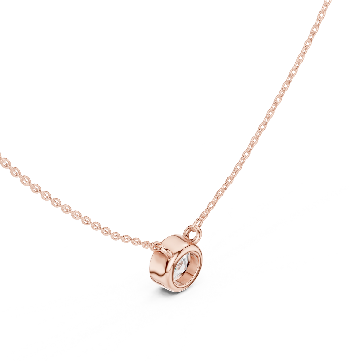 bezel round diamond pendant necklace