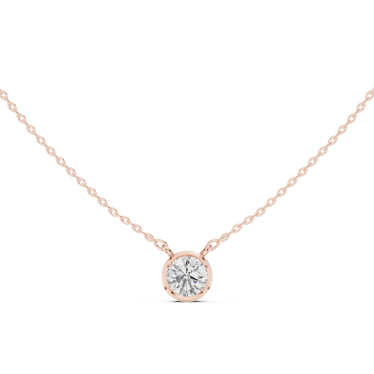 bezel round diamond pendant necklace