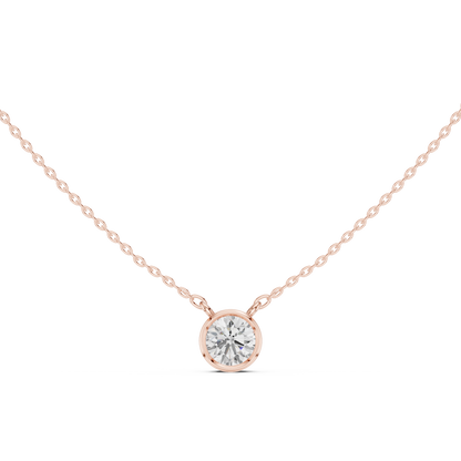 Bezel Round Diamond Pendant Necklace