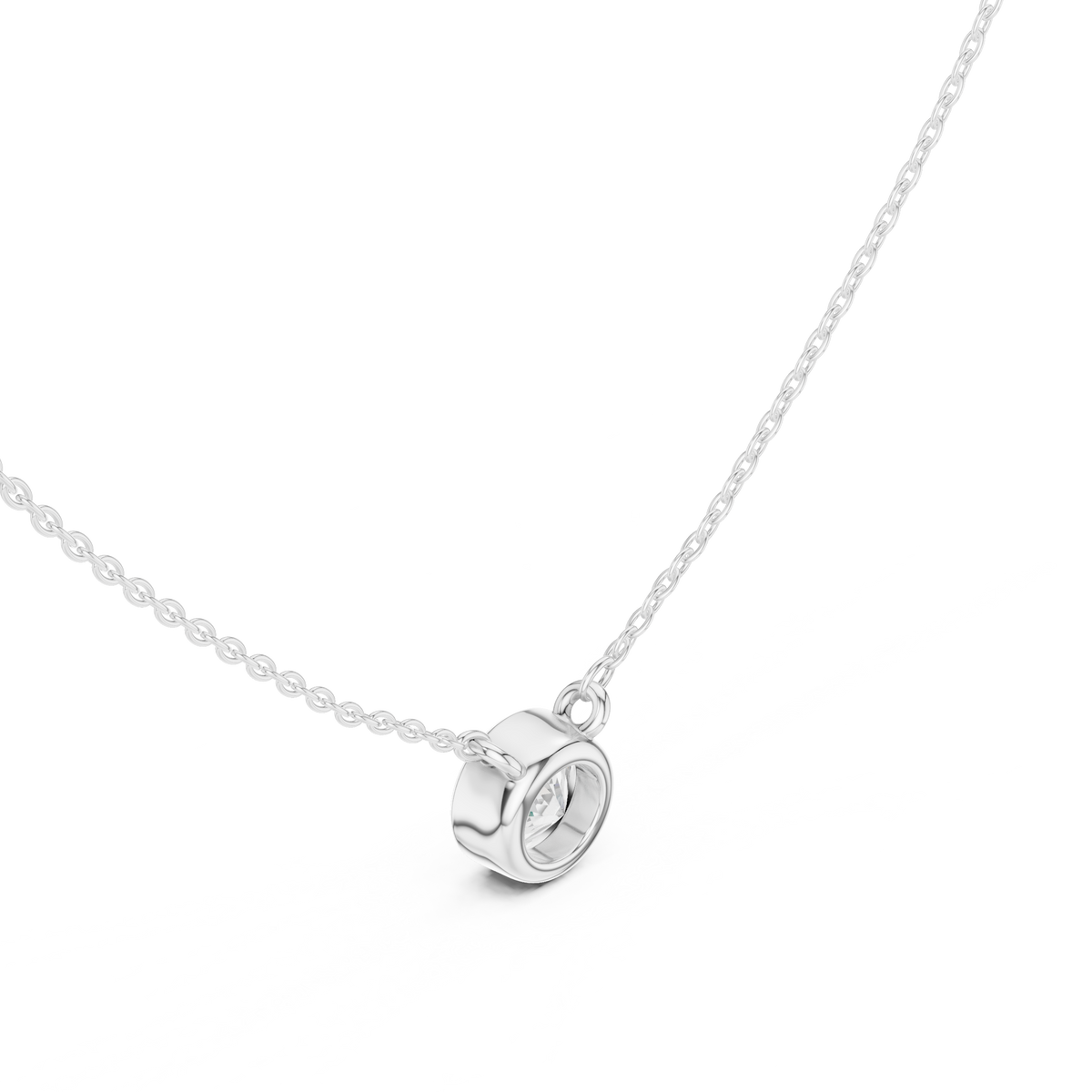 bezel round diamond pendant necklace