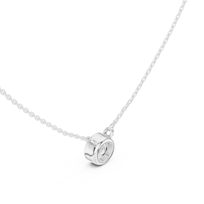 Bezel Round Diamond Pendant Necklace