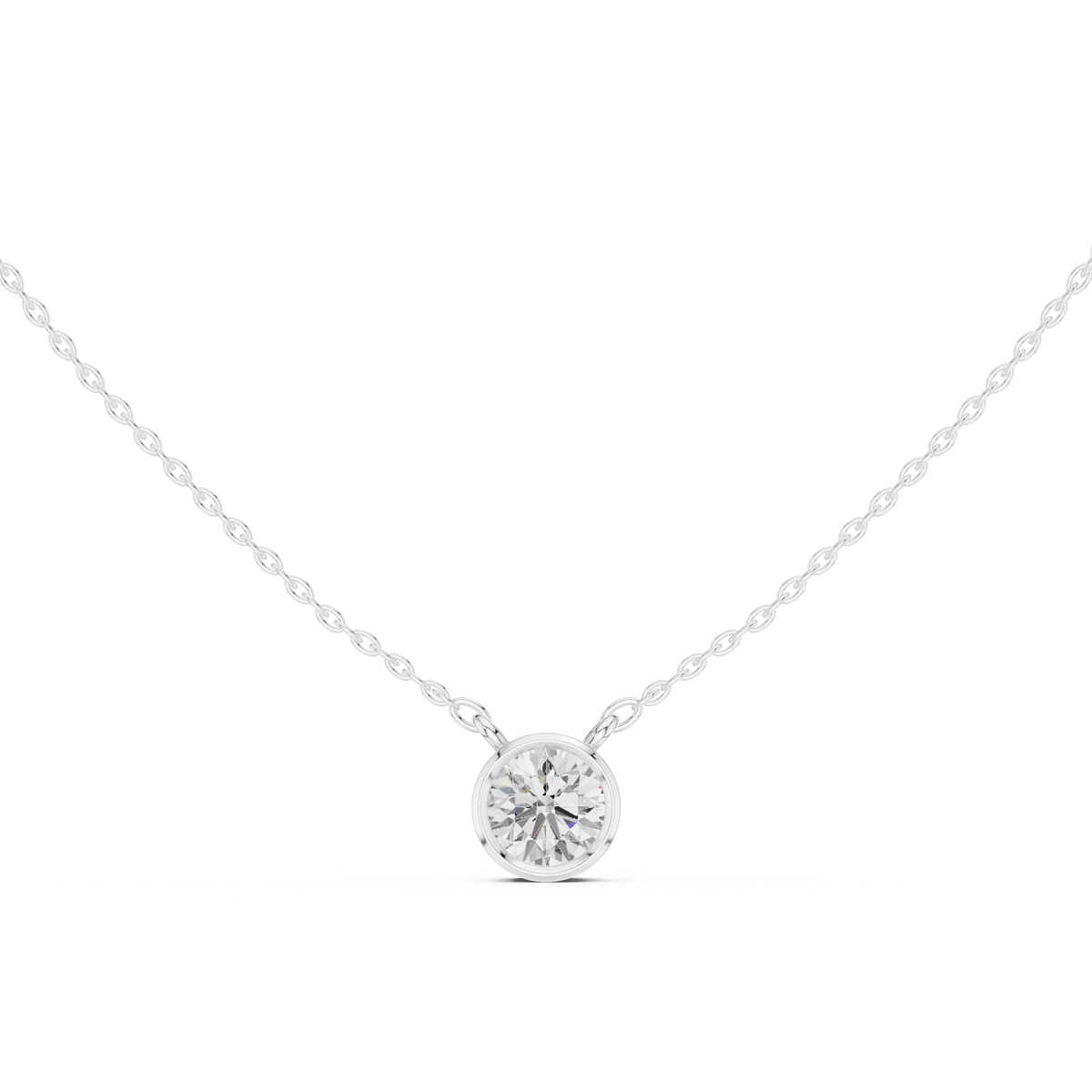 bezel round diamond pendant necklace