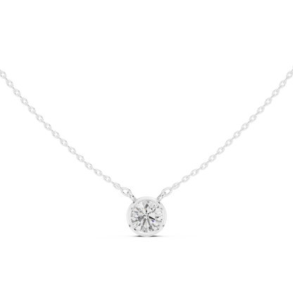 Bezel Round Diamond Pendant Necklace