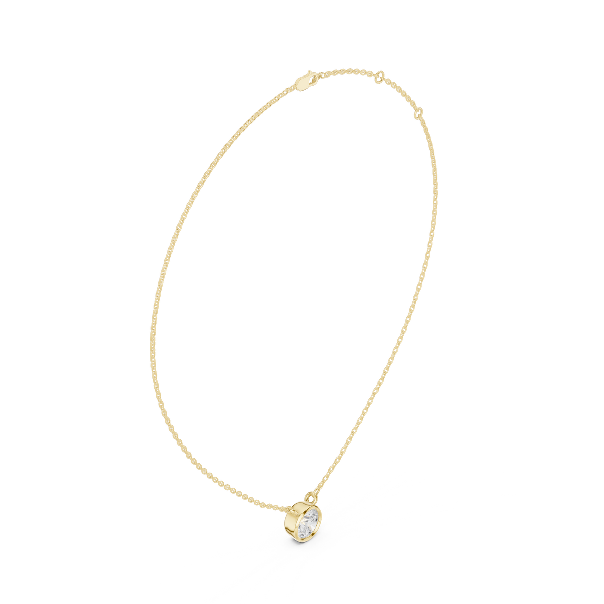 bezel round diamond pendant necklace