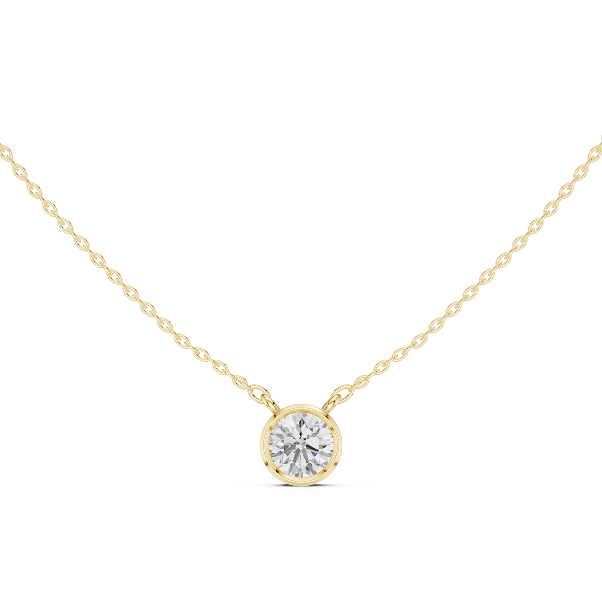 bezel round diamond pendant necklace