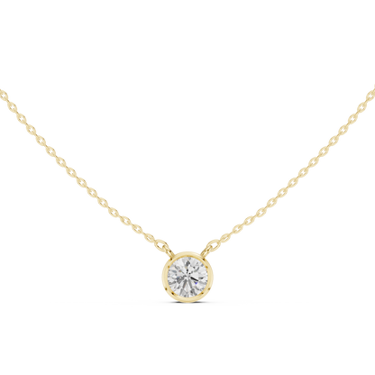 Bezel Round Diamond Pendant Necklace