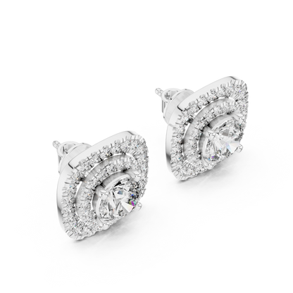 Cushion Shape Diamond Earrings
