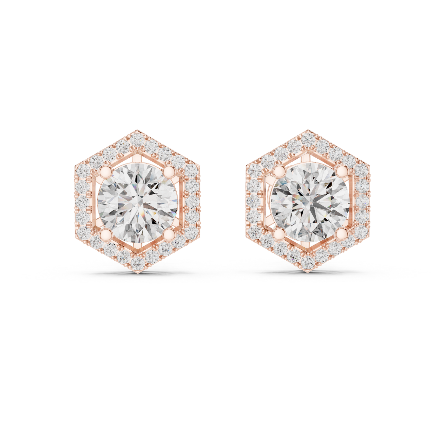 hexagon shape diamond stud earrings