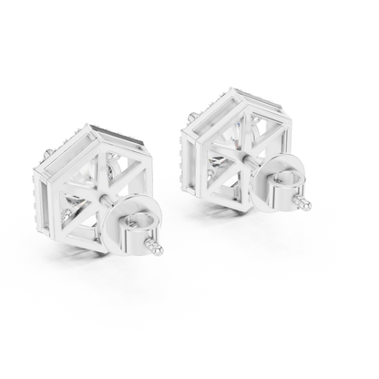 Hexagon Shape Diamond Stud Earrings