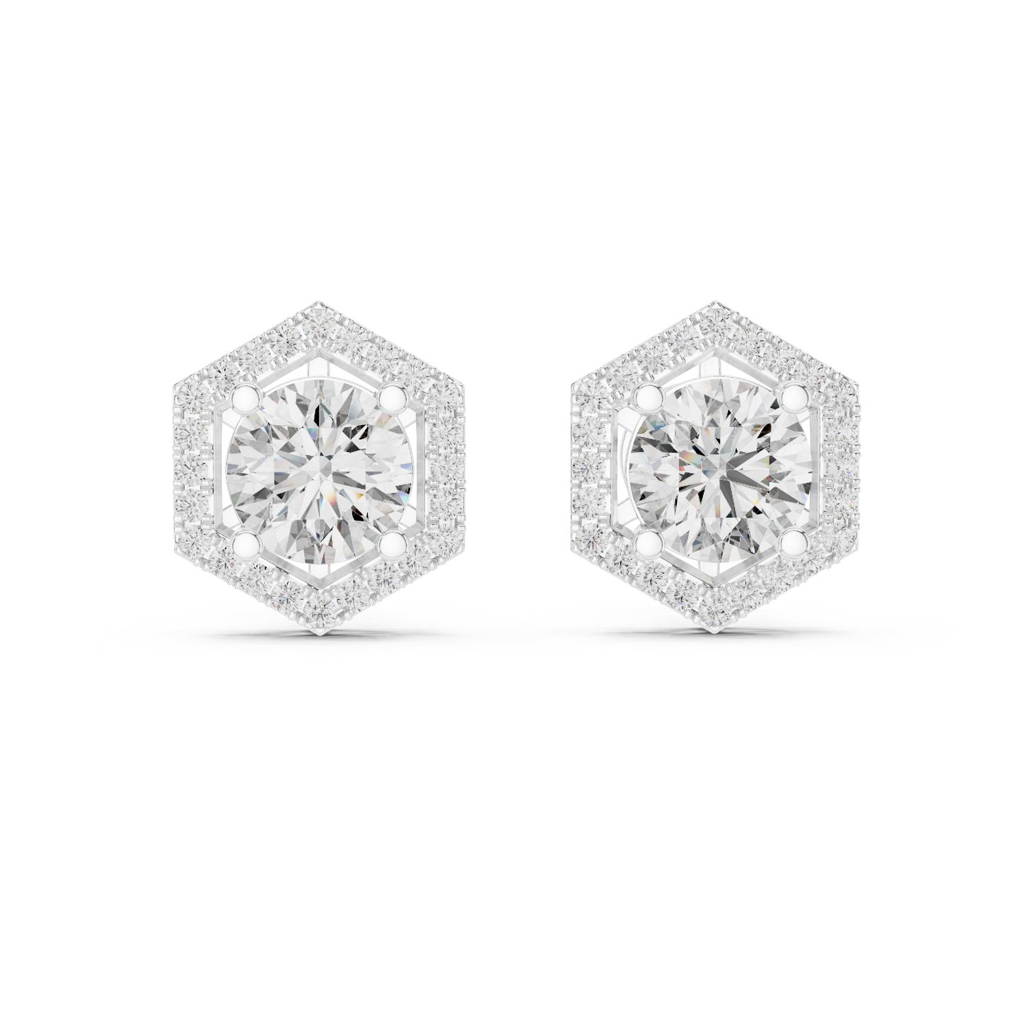 hexagon shape diamond stud earrings