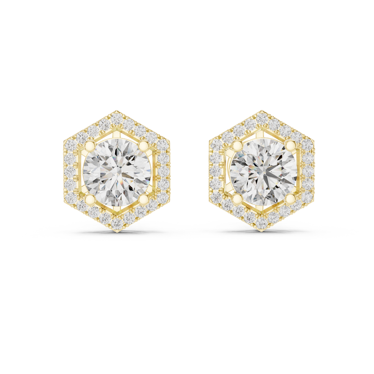hexagon shape diamond stud earrings
