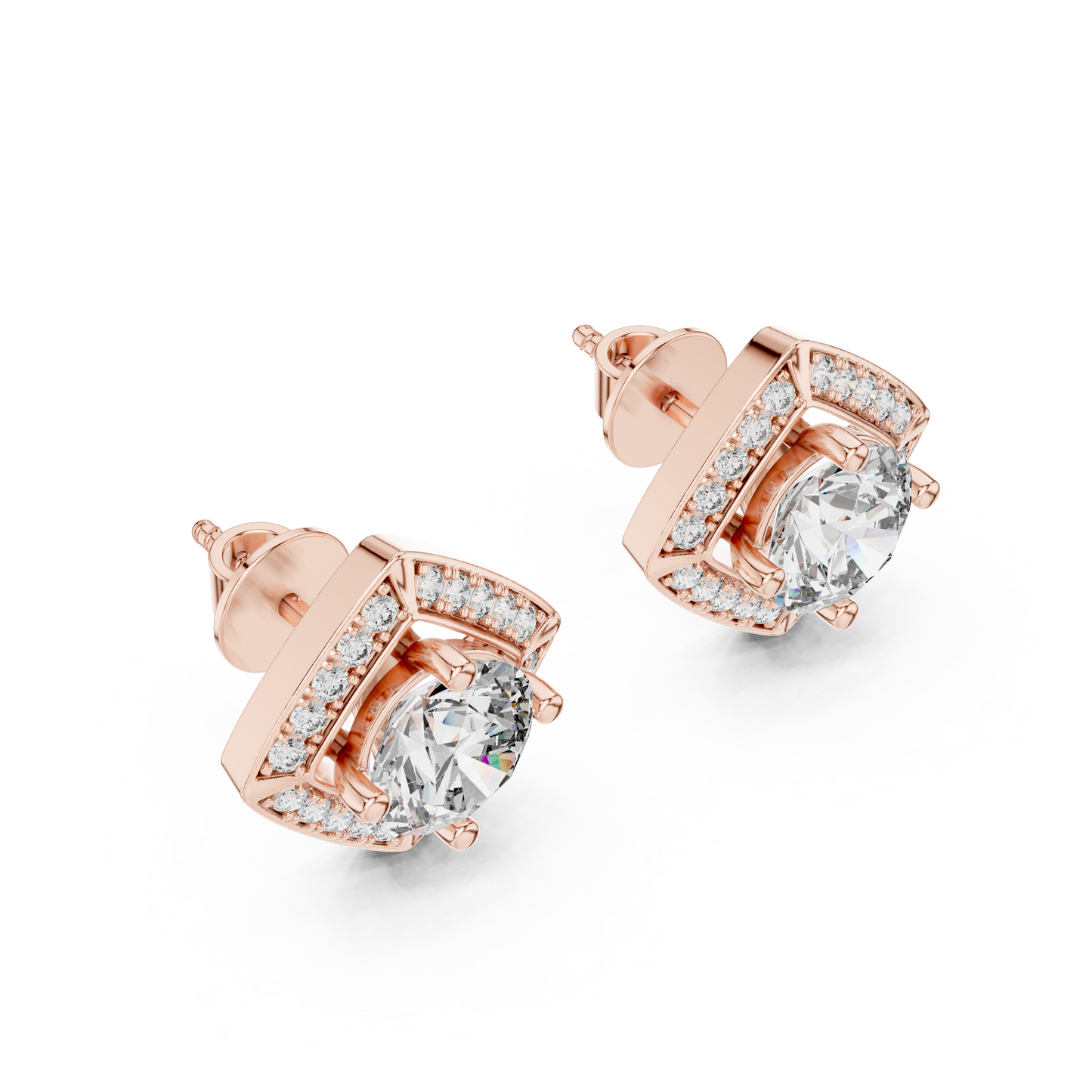 square cluster diamond earrings