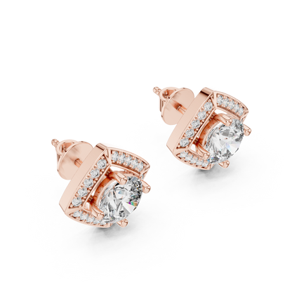 Square Cluster Diamond Earrings