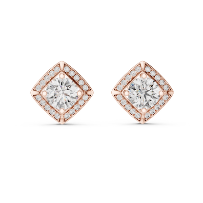 Square Cluster Diamond Earrings
