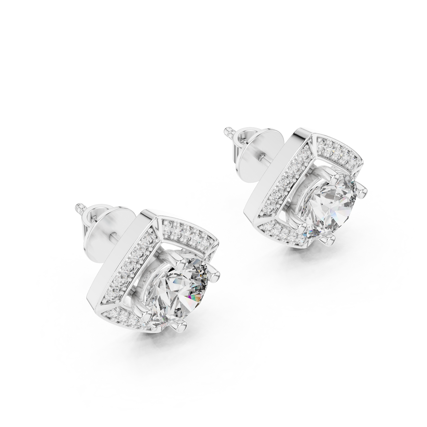 square cluster diamond earrings