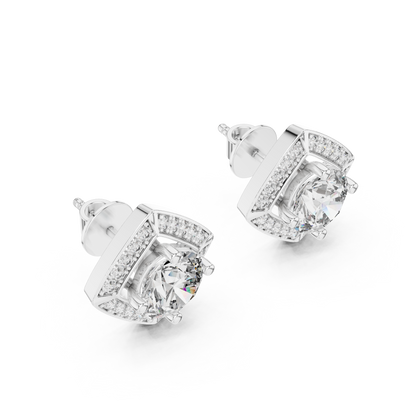 Square Cluster Diamond Earrings