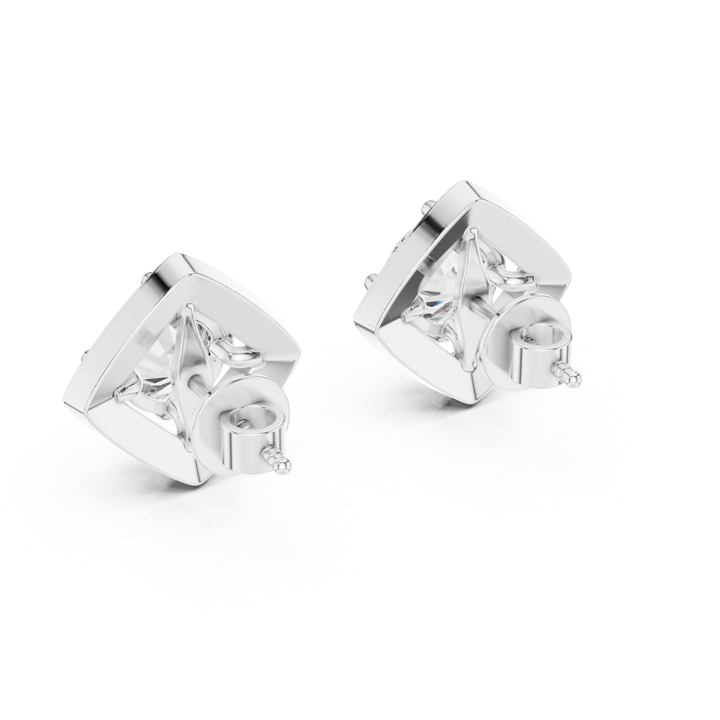 square cluster diamond earrings