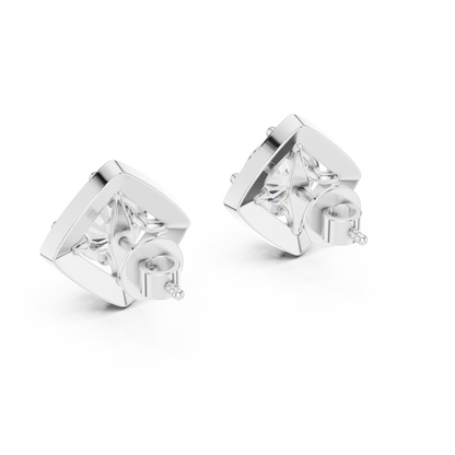 Square Cluster Diamond Earrings